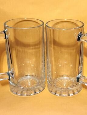 Glass Mug Beer Stein 16oz Set of 2